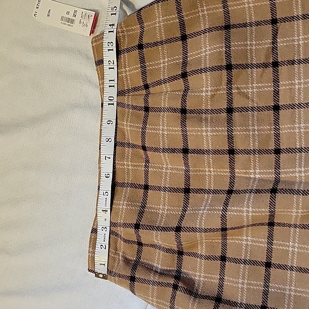 Vintage Lancaster Clothing Co Tan Plaid Lined Pencil Skirt Size 10 NWT - Picture 5 of 8